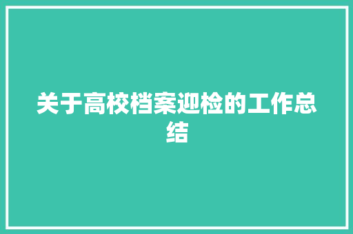 关于高校档案迎检的工作总结 工作总结范文