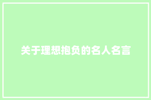 关于理想抱负的名人名言