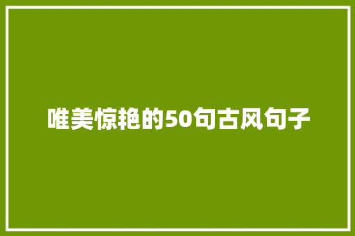 唯美惊艳的50句古风句子