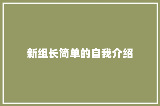 新组长简单的自我介绍