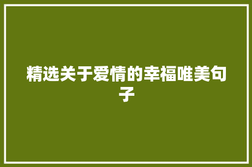 精选关于爱情的幸福唯美句子