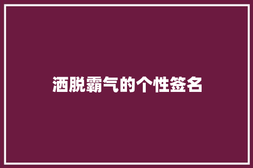 洒脱霸气的个性签名