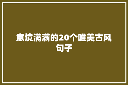 意境满满的20个唯美古风句子