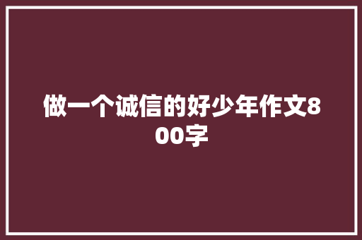 做一个诚信的好少年作文800字