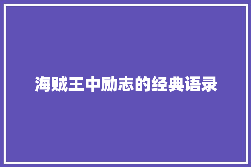 海贼王中励志的经典语录