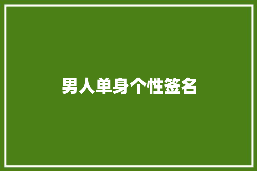 男人单身个性签名 工作总结范文