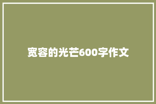 宽容的光芒600字作文