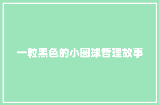 一粒黑色的小圆球哲理故事