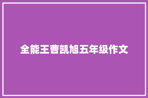 全能王曹凯旭五年级作文