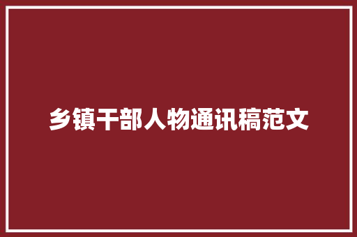 乡镇干部人物通讯稿范文