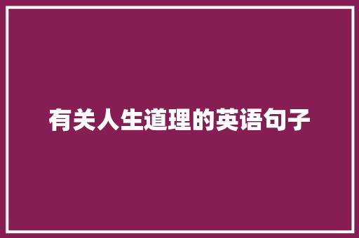 有关人生道理的英语句子