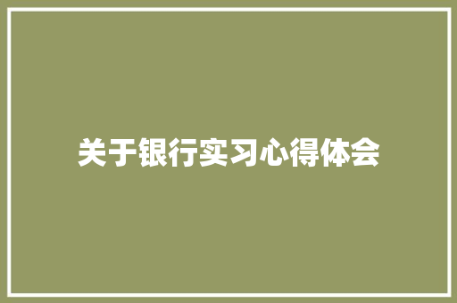 关于银行实习心得体会