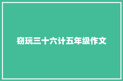 窃玩三十六计五年级作文