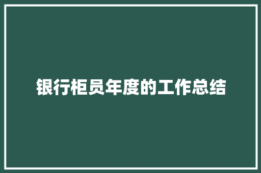 银行柜员年度的工作总结