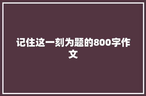 记住这一刻为题的800字作文