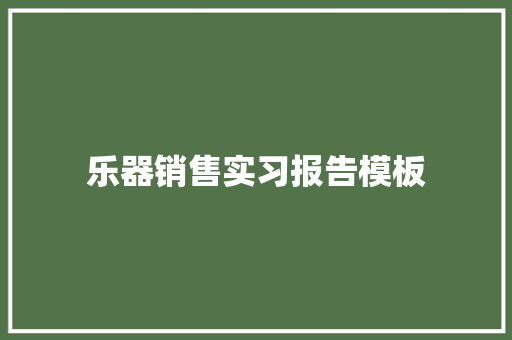 乐器销售实习报告模板