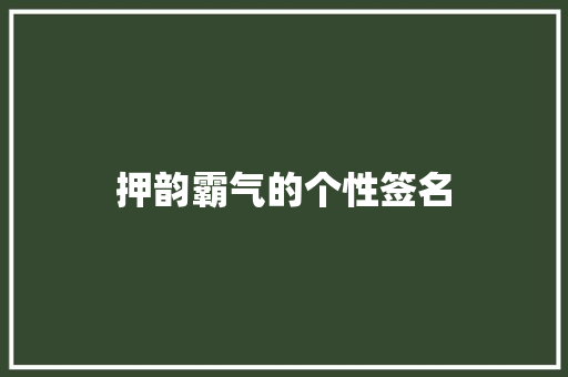 押韵霸气的个性签名