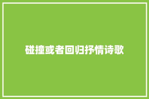 碰撞或者回归抒情诗歌