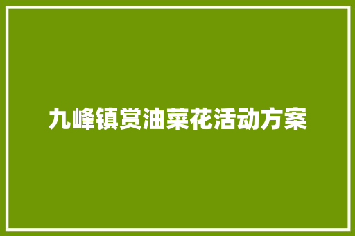 九峰镇赏油菜花活动方案