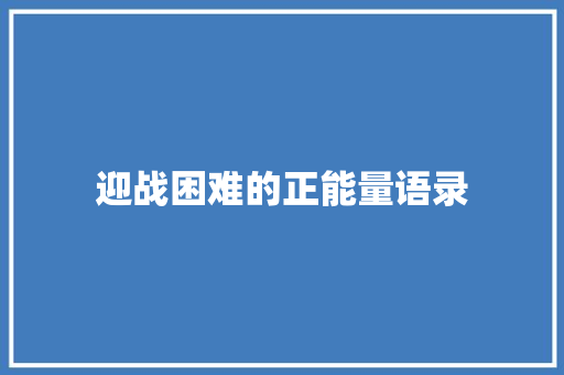 迎战困难的正能量语录