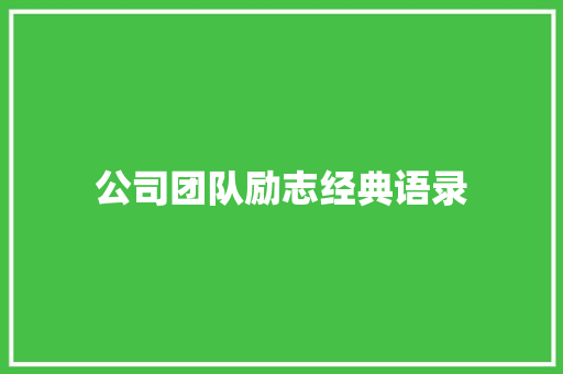 公司团队励志经典语录 学术范文