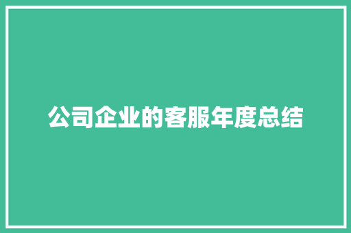 公司企业的客服年度总结