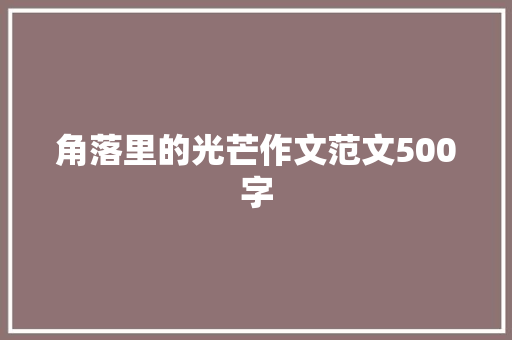 角落里的光芒作文范文500字