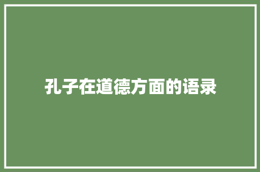 孔子在道德方面的语录