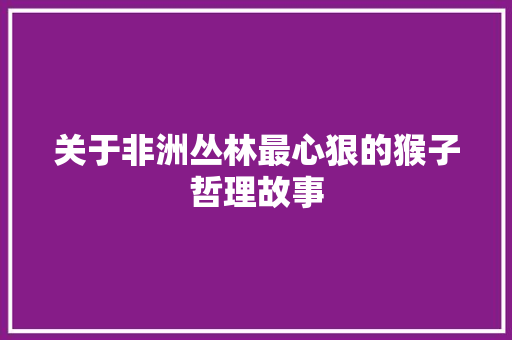 关于非洲丛林最心狠的猴子哲理故事