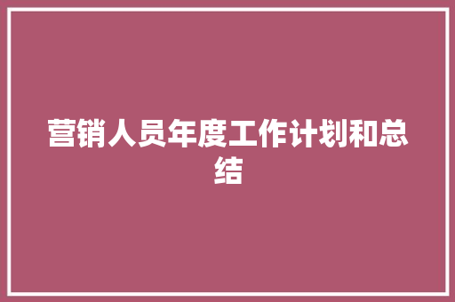 营销人员年度工作计划和总结