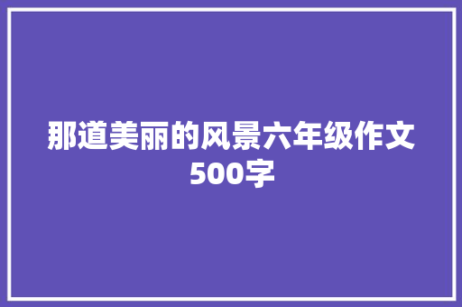 那道美丽的风景六年级作文500字