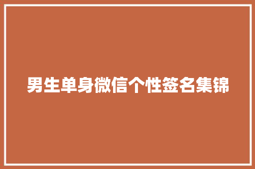 男生单身微信个性签名集锦