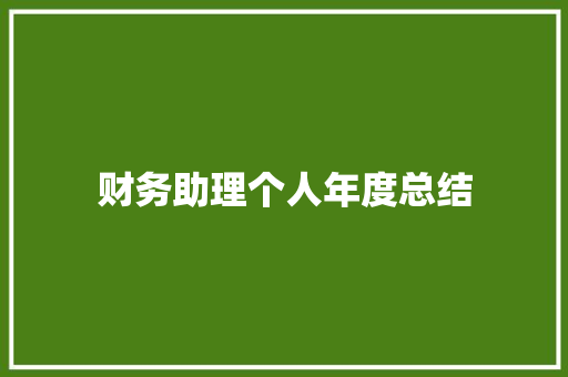 财务助理个人年度总结