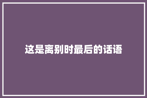 这是离别时最后的话语 工作总结范文