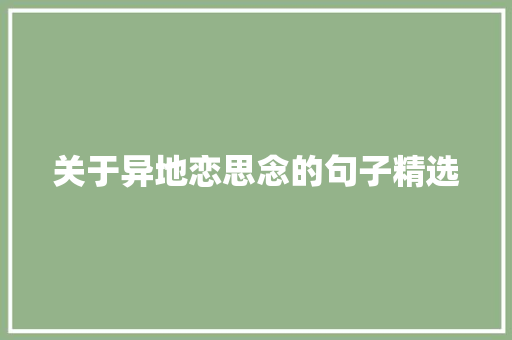 关于异地恋思念的句子精选