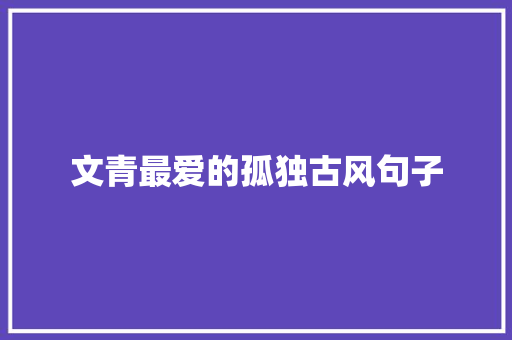 文青最爱的孤独古风句子