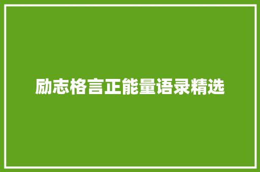 励志格言正能量语录精选