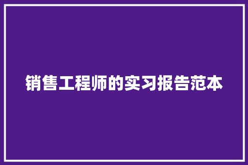 销售工程师的实习报告范本