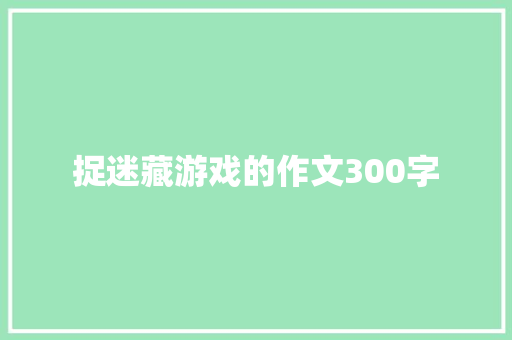 捉迷藏游戏的作文300字