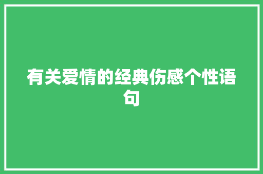 有关爱情的经典伤感个性语句