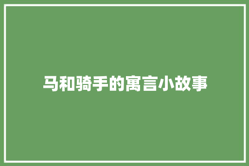 马和骑手的寓言小故事