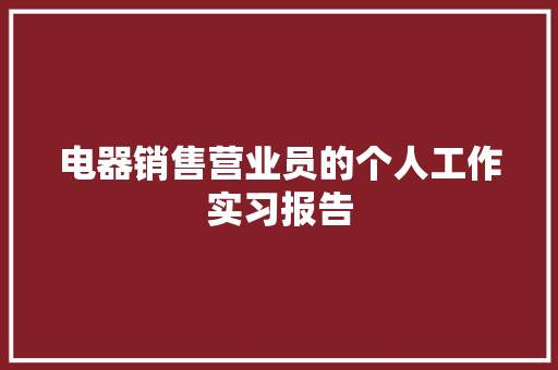 电器销售营业员的个人工作实习报告