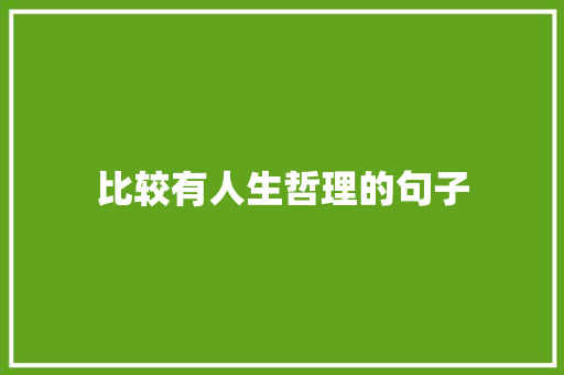 比较有人生哲理的句子