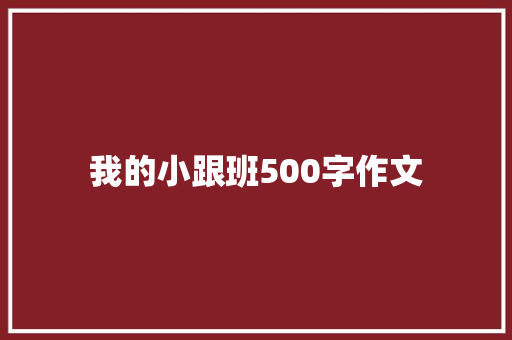 我的小跟班500字作文