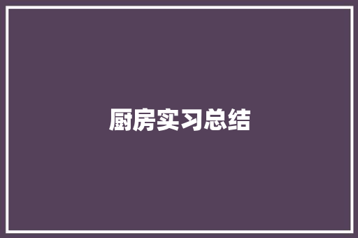 厨房实习总结