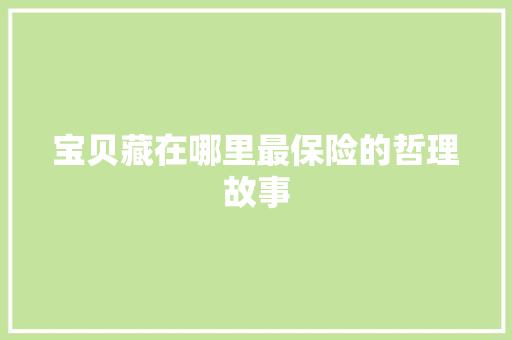 宝贝藏在哪里最保险的哲理故事