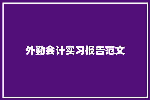 外勤会计实习报告范文 工作总结范文