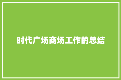 时代广场商场工作的总结