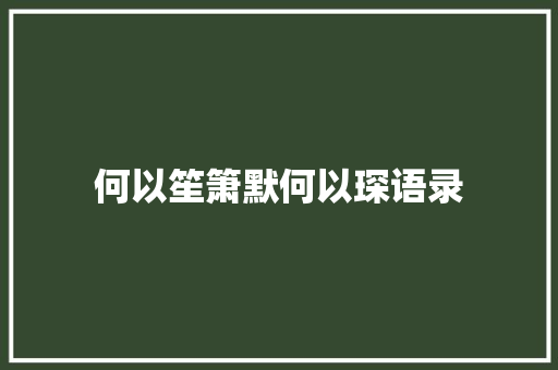 何以笙箫默何以琛语录 职场范文