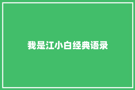 我是江小白经典语录